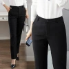 Professional suit pants, women's work pants, black formal pants, women's dress pants, high-end drape thin straight long pants for work Item Picture
